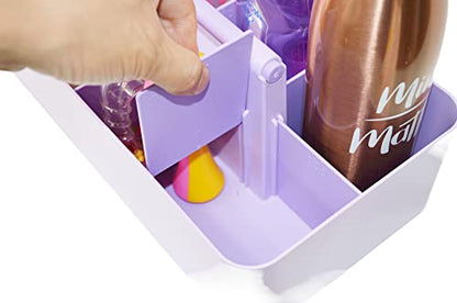 2 PACK Portable DIY 8 Dividers Durable Plastic Tote Tool & Supply Cleaning Caddy with Handle Made In USA (Lavender) - color: Lavender