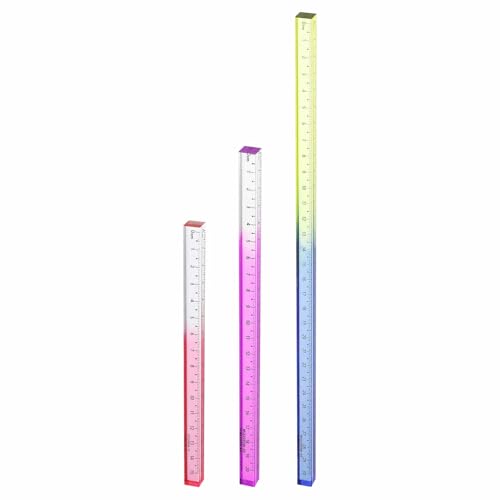 HARFINGTON 3pcs Acrylic Clear Straight Rulers 15/20/30cm Metric,3 Colors - color: Pink/Purple/Blue-Yellow, size: 15/20/30cm