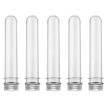5 Pcs Clear Plastic Test Tubes Transparent Test Bottles Party Favor Candy Tubes Bath Salt Vials Seed Beads Storage Tubes with Caps for Small Items 40ml - size: 40ml