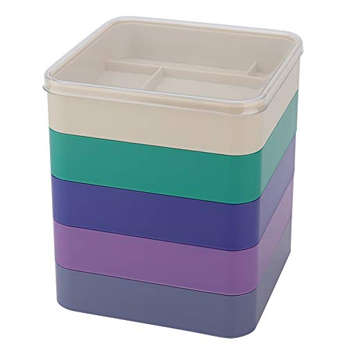 Watch Parts Storage Box, 5 Layer Impact Plastic Container with Individual Clapboard for Watch Repair Tools, Small Parts, Jewelry and Crafts (Round) - size: Round