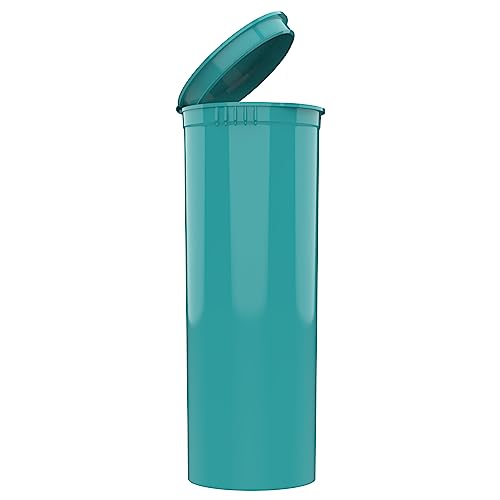 Dragon Chewer 60 Dram CR Plastic Packaging Pop Top Containers - Child Resistant Travel Holder Vial Bottles - 75 qty (Aqua) - color: Aqua
