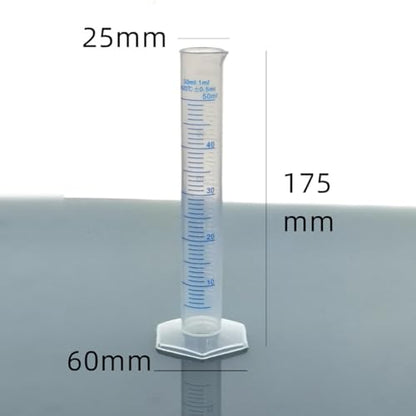 2 Pcs Plastic Measuring Graduated Cylinders Transparent Graduated Cylinder Beaker Lab Test Tube Liquid Measuring Tool with 2 Sided Marking 50 ml - size: 50 ml