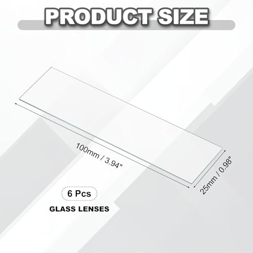 PATIKIL 25x100mm Glass Streak Plate, 6pcs Lab Glass Slides Microscope Glass Slides Optical Optically Clear Glass Slides Smooth Edges High Transparency Transparent Uniform Thickness - size: 25x100mm