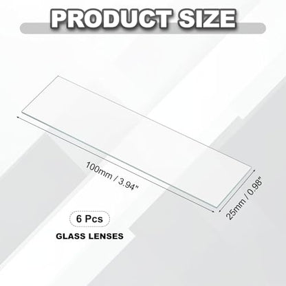 PATIKIL 25x100mm Glass Streak Plate, 6pcs Lab Glass Slides Microscope Glass Slides Optical Optically Clear Glass Slides Smooth Edges High Transparency Transparent Uniform Thickness - size: 25x100mm