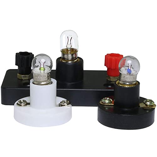 MEETOOT Set of 10pcs Screw Mini Bulb 6.3V and 5pcs E10 Mini Bulb Holder Black Plastic Pure Brass Lamp Bases Student Experiment Lighting DIY Accessories Screw Type Bulb Socket