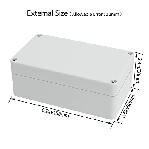Junction Box Waterproof Plastic Project Box IP65 Plastic Project Box Electrical Box Enclosure Gray White 6.2" x 3.5" x 2.4"(158 x 90 x 60 mm) - color: Gray White, size: 6.2" x 3.5" x 2.4"
