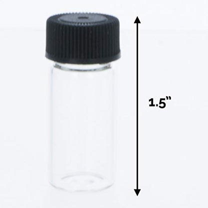 144pk 1 Dram Small Glass Vials with Screw On Cap, Hobby and Craft Lab Sample Vial Set - size: 1 Dram