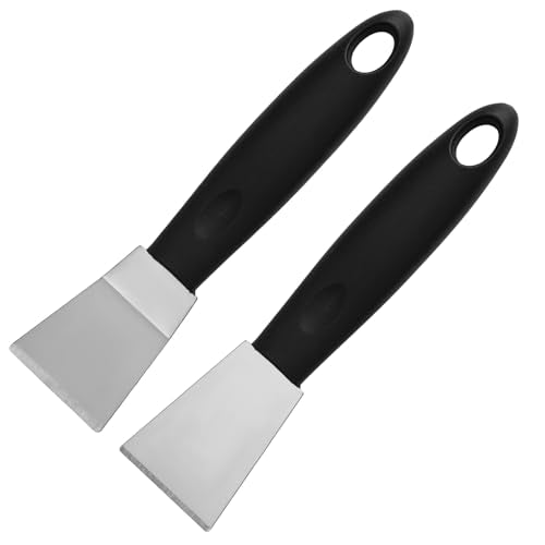 2pcs Professional 3D Print Printing Scraper Spatula Set, Stainless Steel Metal Straight & Curved Head Scraping Tools for Model Removal Durable 3D Printer Bed Accessories with Non-Slip Plastic Grip