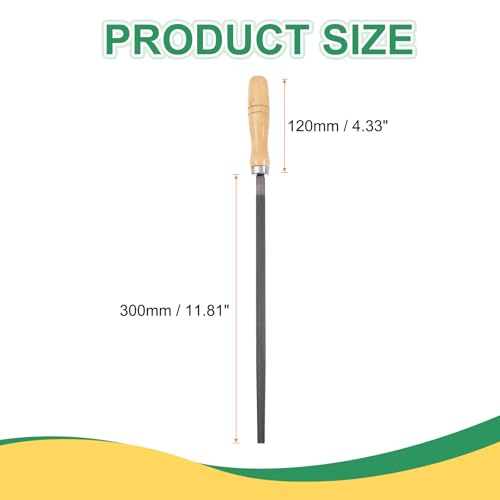 HARFINGTON 12" Round Medium Cut File Double Cut Teeth Medium Metal File High Carbon Steel T12 with Wood Handle for Metal Wood Finishing Roughing, Grey/Yellow - size: 12", style: Medium Cut