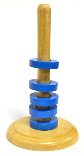 Eisco Labs Floating Ring Magnet Set with Wooden Base - 5 Magnets, 5.9" Height