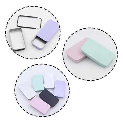 6 Pack Mini Slide Top Tin Containers, Metal Tin Box in 6 Colors