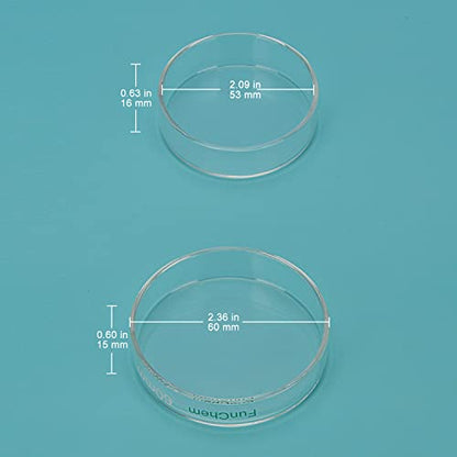 FunChem Glass Petri Dishes, Autoclavable Glass Cell Culture Dishes Lab Dishes with Clear Lid, 60x15 mm, Pack of 10 - size: 60 x 15 mm