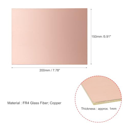 uxcell 5pcs 200x150mm Double Sided Copper Clad Laminate PCB Circuit Board FR4 1mm Thickness DIY Prototyping PCB Board - size: 200mmx150mmx1mm
