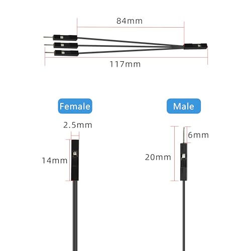 GELRHONR 10Pcs Wire 3 Pins Single Female to 3 Male Jumper for PC Motherboard Power Light-Emitting Diode Computer Case Switch Power Reset Buttons (Female to 3 Male) - color: Female to 3 Male