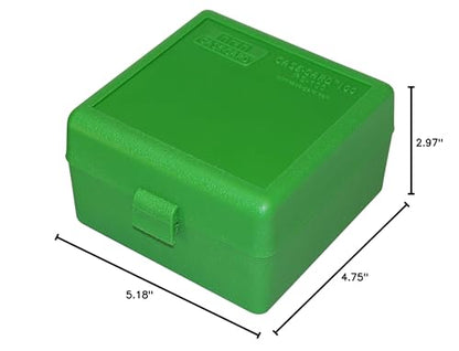 MTM RS-100-10 100 Round Flip-Top Rifle Ammo Box .17, .222, 223, 6x47, .222 Mag, USA Made, Green - color: Green