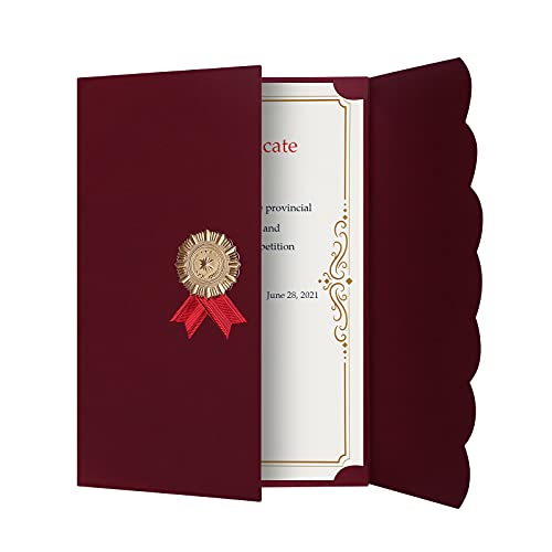 5Pcs Certificate Holders Diploma Covers A4 Letter Size Graduation Certificate Covers Navy Blue Red Diploma Document Holders for Diplomas Awards Certifications Employee Appreciation 8.5 x 11 - color: Red