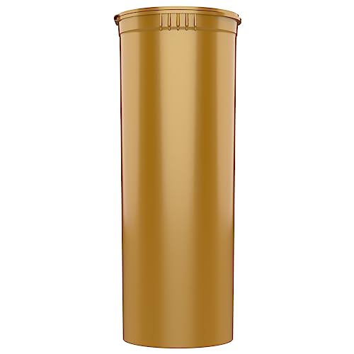 Dragon Chewer 60 Dram CR Plastic Packaging Pop Top Containers - Child Resistant Travel Holder Vial Bottles - 75 qty (Gold) - color: Gold