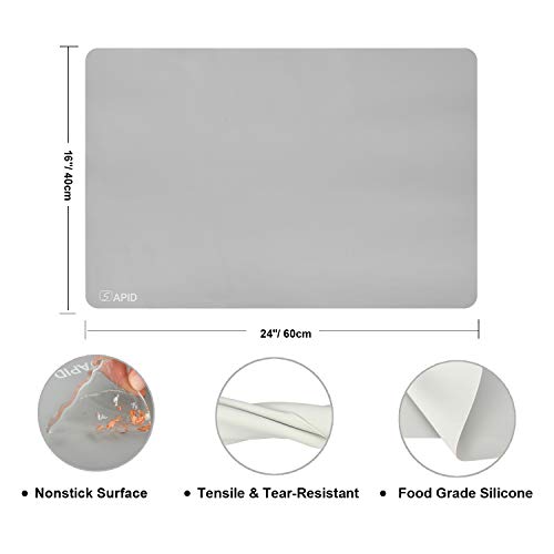 Sapid Thick Silicone Mat for Crafts Large Silicon Sheet Resin Art Painting - color: Gray, size: 23.6"L x 15.8"W