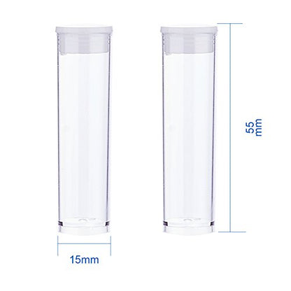 Craftdady 50pcs Transparent Clear Plastic Empty Storage Tubes Bead Container Set Test Bottles Organizers Boxes with Lid, 2.16x0.59 (55x15mm) - color: 50 Tubes, 55x15mm, Clear