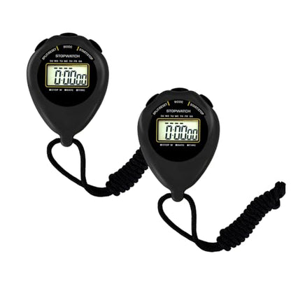 Stopwatch Sport Timer, 2 Pack Large Display Digital Stopwatch Timer with Date Time, No Alarm Silent Easy to Set Stopwatches for Sports, Coaches, Kids, Swimming and Running (Black) - color: Black