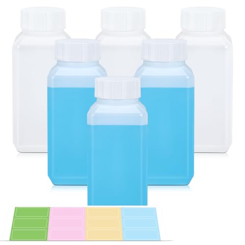 4oz Leak Proof Plastic Bottles with Caps, Laboratory Reagent Bottle, Reusable Small Pill Storage Containers for Travel, Classrooms, Home (6 pack translucent) - color: Translucent, size: 4oz