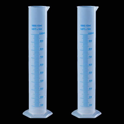 2Pack 1000ml Plastic Graduated Cylinder, 2-Sided Marking Lab Cylinders
