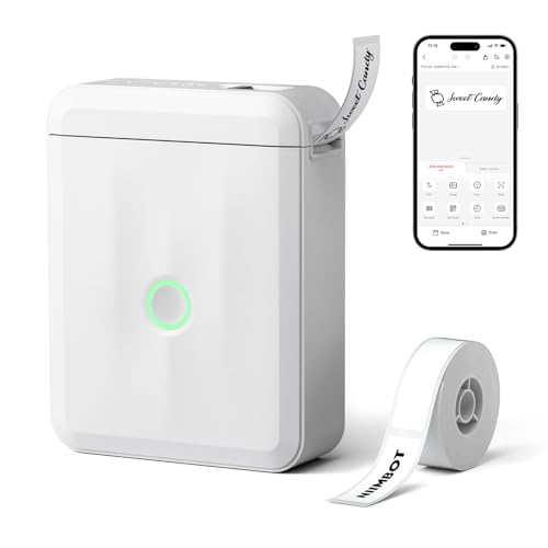 NIIMBOT D110 Mini Label Maker Machine with Tape for Home School, White - color: White, style: Printer + 1 Tape