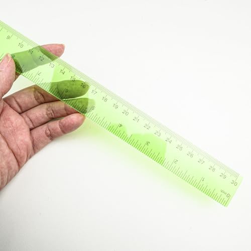 5PCS Plastic Measuring Rulers 12in (30cm), Inch Centimeter Scale, Green - color: Green