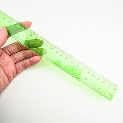 5PCS Plastic Measuring Rulers 12in (30cm), Inch Centimeter Scale, Green - color: Green