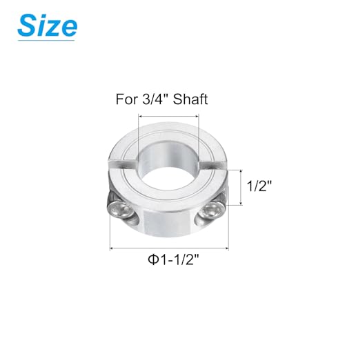 uxcell Double Split Clamp-On Shaft Collar for 3/4" 1-1/2" OD 1/2" Thick - size: 3/4"
