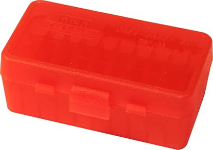 MTM Case-Gard P50-38-29 Flip-Top Ammo Box, 50 Round, Clear Red - color: Red