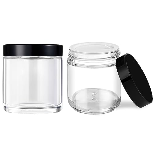 4 oz Glass Jars with Lids, 2 Pack Small White Glass Jars with Black Lids - color: Clear-Black lids