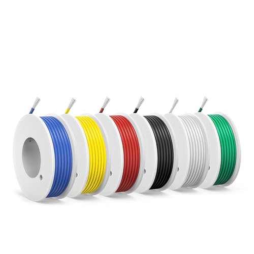 26 AWG Silicone Wire Kit, 6 Colors x 20 ft, Tinned Copper - size: 26AWG Silicone Electrical Wire-20FT