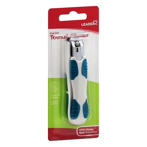 Leader Toenail Clipper for Adults, Easy Grip Nail Clipper, White & Blue, 1ct - style: Toenail Clipper