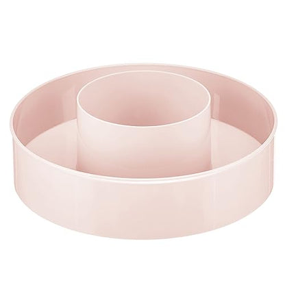 mDesign Plastic Lazy Susan Round Turntable Storage Tray - Rotating Organizer for Makeup, Cosmetics, Nail Polish, Vitamins, Shaving Kits, Hair Spray, Medical Supplies, First Aid - Light Pink/Blush