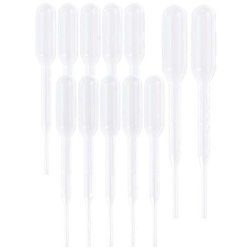 100Pcs Mini Plastic Droppers Eye Dropper Tool Small 0.2ML Refillable Clear Long Essential Oil Laboratory Pipettes Containers for Essential Oils Liquids Resin Crafts Activities Accessories - size: 0.2ml