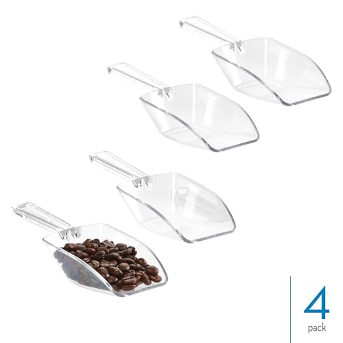 iDesign Large Plastic Scoop Measuring Cups – Set of 4, Pet Food, Coffee Grounds, Versatile Scoop, 2.25" x 1.25" x 6.5", 1/3 Cup, Clear - color: Clear, size: One Size