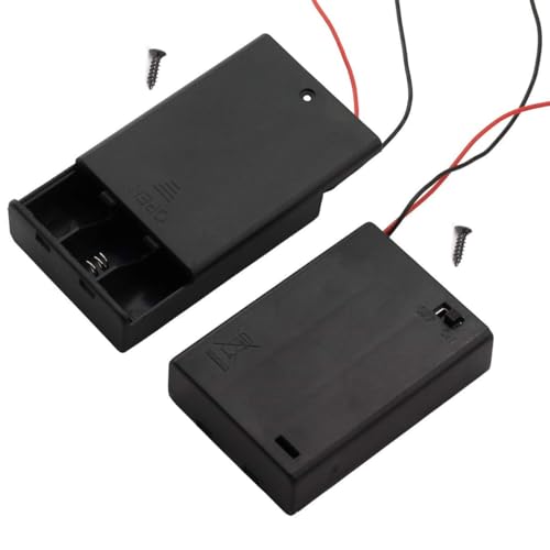 3X AA Battery Case Holder with Lead Wire Bundle Switch Cover and Screws, Battery Storage Boxes, AA Charging 3 Bay Battery Holder, 3 Slots in Parallel Plastic Batteries Case