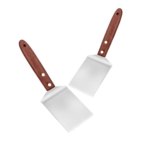 2 Pcs Stainless Steel Brownie Cookie Spatula for Baking with Wooden Handle