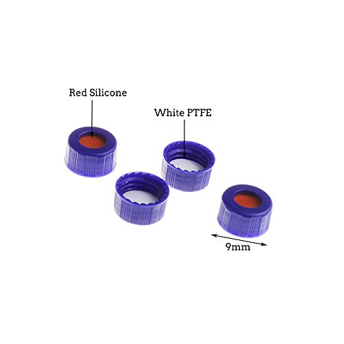 2ml Autosampler Vial, 9-425 HPLC/GC Sample Vials with Screw Caps, 100 PCS - color: Amber Vial & White PTFE Red Silicone Liner