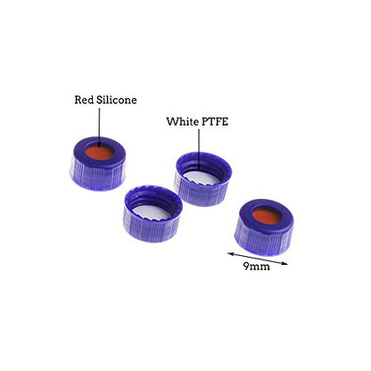 2ml Autosampler Vial, 9-425 HPLC/GC Sample Vials with Screw Caps, 100 PCS - color: Amber Vial & White PTFE Red Silicone Liner