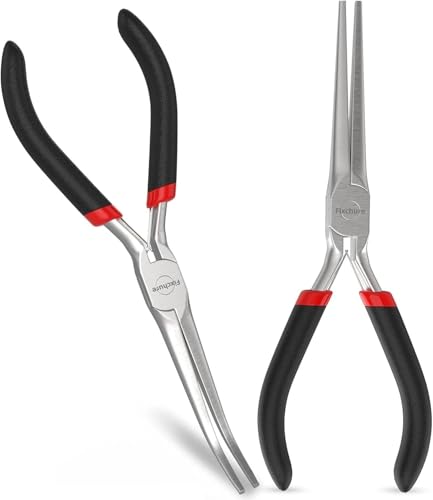 Needle Nose Pliers 2 PCs 6" - Heavy Duty Carbon Steel, Insulated, Non-Serrated, Long Nose Pliers with PVC Coating & Rust Proof Finish