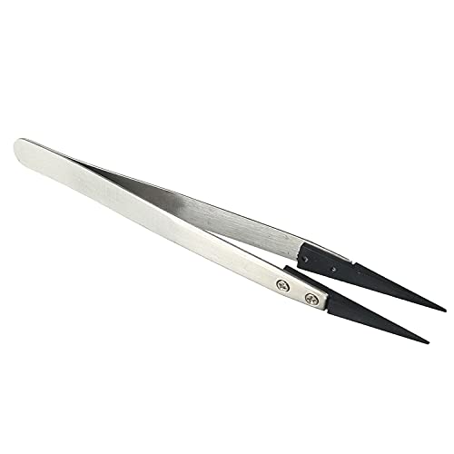 Utoolmart ESD-00 Precision Anti-Static Carbon Fiber Tweezers Stainless Steel Tweezers for Craft Jewelry Electronics 1 pcs - color: 1pcs, size: ESD-00