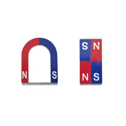 Physics Science Alnico5 Magnet Kit for Experiment, Educational Horseshoe & Bar Magnets Set with North and South Identified Used by Teachers, Showing the Magnetic Field Distribution(3 Pack)
