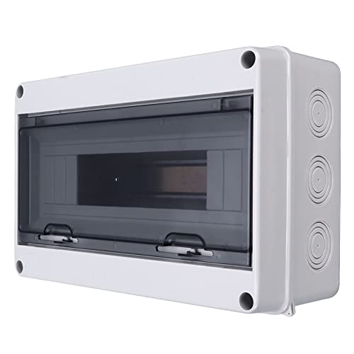 IP65 ABS Distribution Protection Box,15 Way Waterproof Circuit Breaker Distribution Box 15 DIN Rail Outdoor Distribution Junction Box for Indoor Outdoor Wall Circuit Breake(12.2 x 7.87 x 4.33in) - color: 15 Way