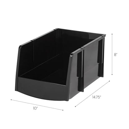IRIS USA 6-Pack, Jumbo Open Front Stackable Storage Bins, Black - size: Jumbo - 6 Pack