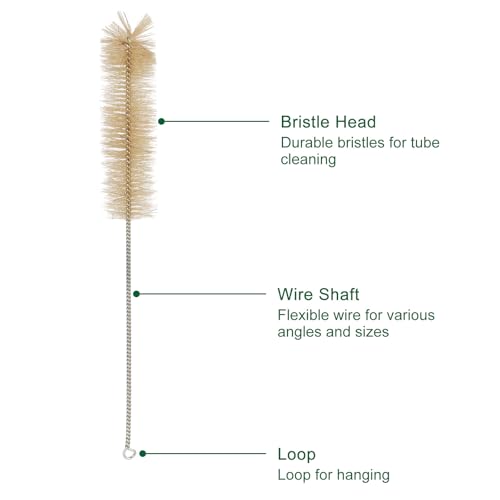 FunChem Test Tube Brush Set of 10, Large Size with Soft Bristles for Laboratory Glassware, Flasks, Beakers & Hard-to-Reach Tubes