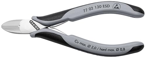 KNIPEX Tools 77 02 130 ESD Electronics Diagonal Cutters, ESD Handles, 5-1/4"