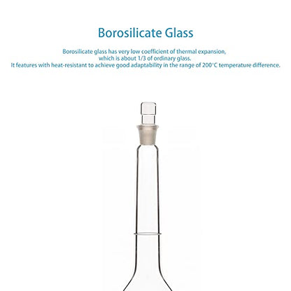 stonylab Glass Volumetric Flask Class A with Glass Stopper, Borosilicate Glass Heavy Wall Volumetric Flask Tolerance ±0.25 ml, 500 ml - size: 500 ml