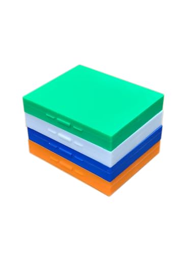 MUHWA 4PCS Microscope Slide Storage Box, 100 Places Slides Holder, Assorted Color(Blue/Green/Orange/White) - color: Blue/Green/Orange/White